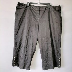 Zac & Rachel Womens Black High Rise Flat Front Capri Pants Plus Size 22W